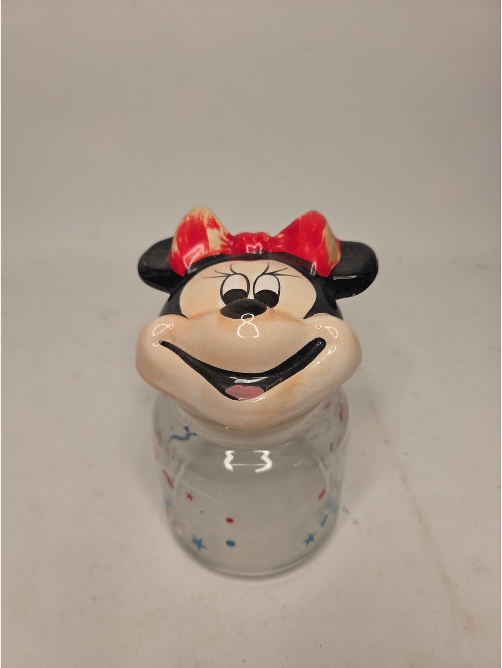Vintage Mickey Mouse Ceramic Head Lid Glass Jar The Walt Disney Company